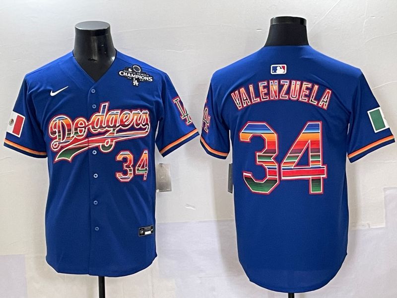 Men 2025 Los Angeles Dodgers #34 Valenzuela Blue Nike MLB Jersey style 6272->los angeles dodgers->MLB Jersey